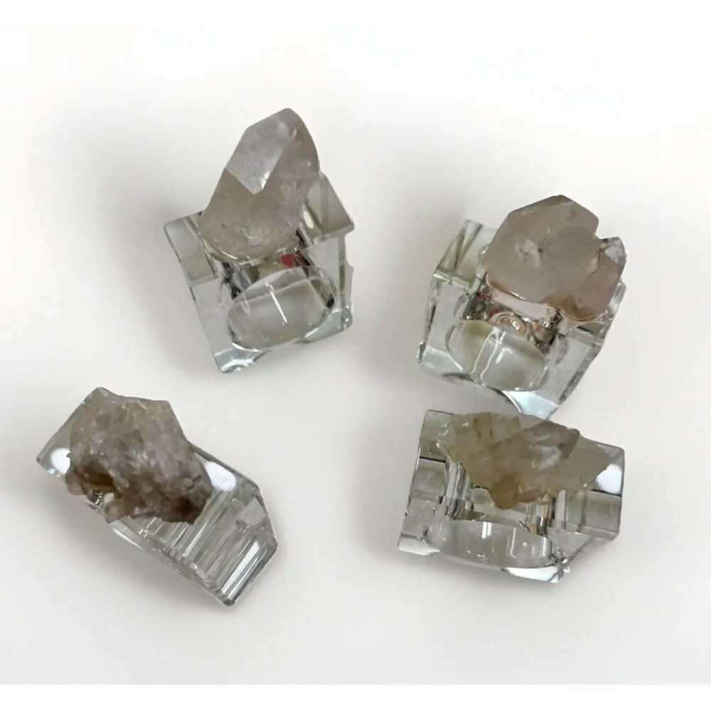 4pc Geode Napkin Rings Z Gallerie Quartz Crystal Druzy Napkin Holders Luxury New